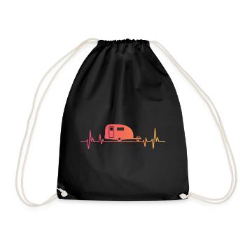 Sunset Heartbeat camper travel caravan - Drawstring Bag - black - Front