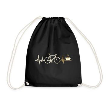 bicycle heartbeat road bike gravel bike coffee - Drawstring Bag - black - Front