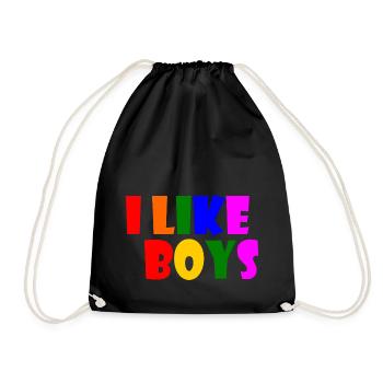 I like boys - Drawstring Bag - black - Front