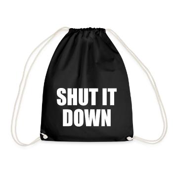 shut it down - Drawstring Bag - black - Front
