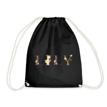 Nom de LILY décoré de fleurs - Sac de sport léger - noir - Devant