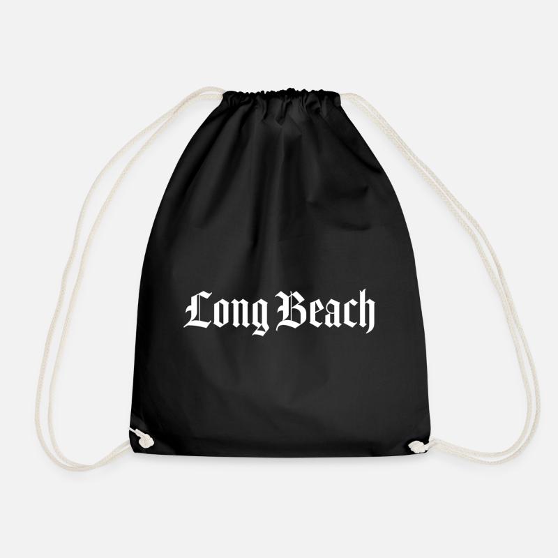 Long Beach California California USA gift - Drawstring Bag - black