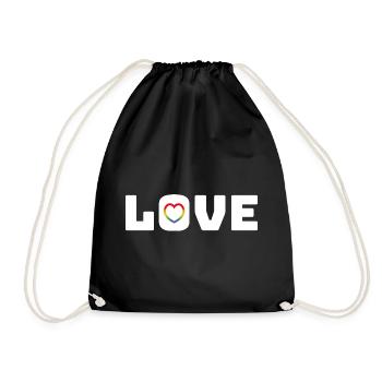 Love Heart Rainbow white - Turnbeutel - Schwarz - Vorne