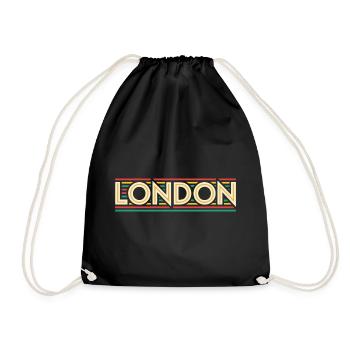LONDON Retro Neon on Colored Stripes - Drawstring Bag - black - Front