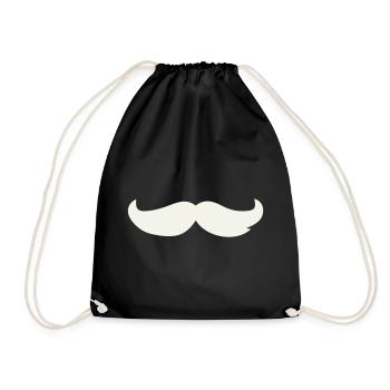 Mustache Contrast Design - Drawstring Bag - black - Front