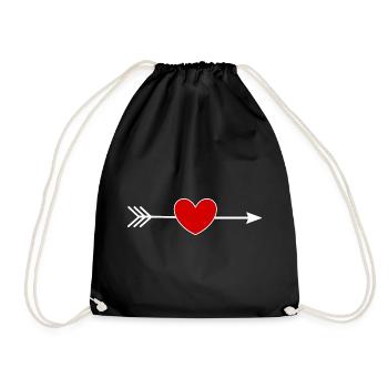 Valentines Red Heart, Valentine's Day - Drawstring Bag - black - Front