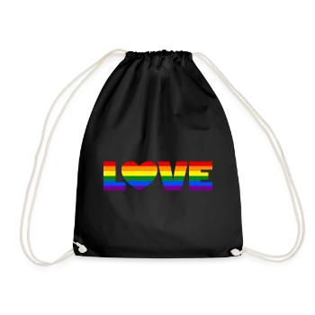 Pride Rainbow Love Heart LGBT LGBTQ CSD Gift - Drawstring Bag - black - Front