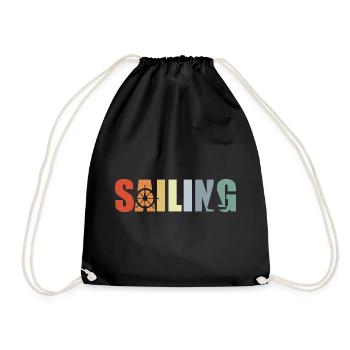 Sailing Sailboat - Drawstring Bag - black - Front