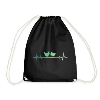 Hen heartbeat hens - Drawstring Bag - black - Front