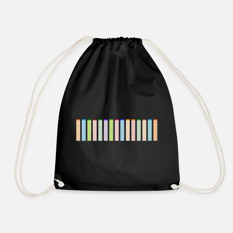 Table de multiplication colorée numérotée 15x15 - Sac de sport léger - noir
