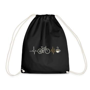 E-bike bike, heartbeat and coffee - Drawstring Bag - black - Front