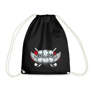 GOLF | Skull Golfball Golfschläger Golfer Geschenk - Turnbeutel - Schwarz - Vorne