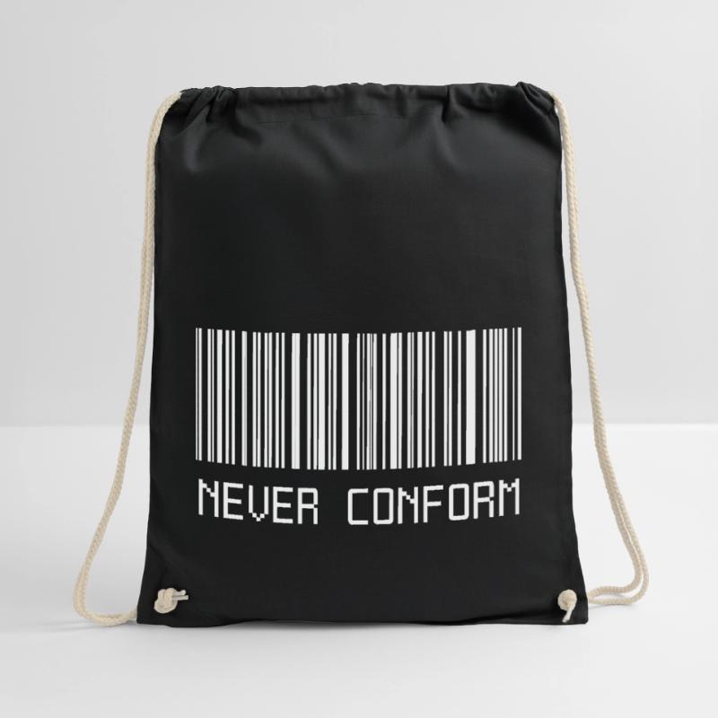Never conform barcode Drawstring Bag