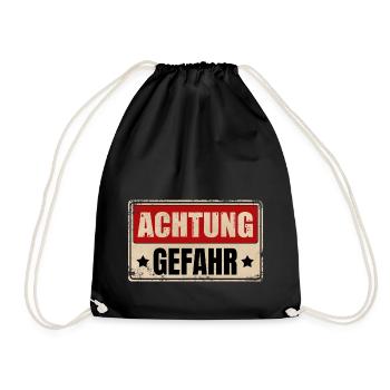ACHTUNG GEFAHR - Turnbeutel - Schwarz - Vorne