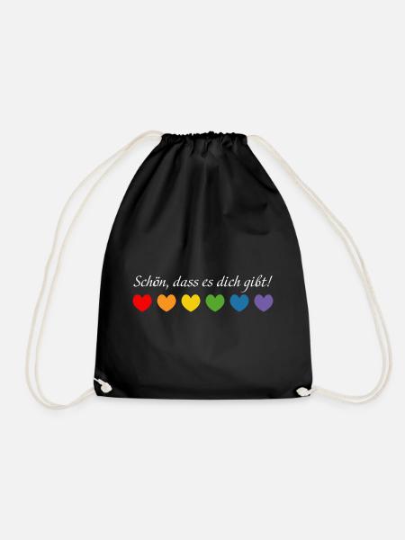 Regenbogenherzchen schoen dass es dich gibt white - Turnbeutel - Schwarz