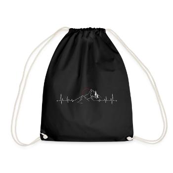 Mountain Pulse Sunrise Line Art - Drawstring Bag - black - Front