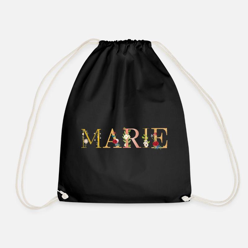 Le prénom de MARIE est décoré de fleurs - Sac de sport léger - noir