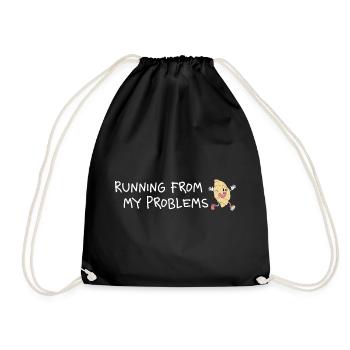 Running from my problems – Lustiger Croissant - Turnbeutel - Schwarz - Vorne