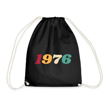 1976 Gift 1976 Birthday 1976 Retro 1976 - Drawstring Bag - black - Front