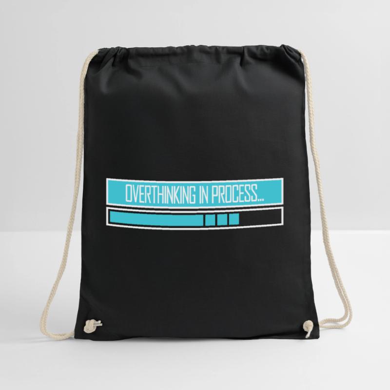 Overthinking In Process Funny Brooding Saying Logo Drawstring Bag