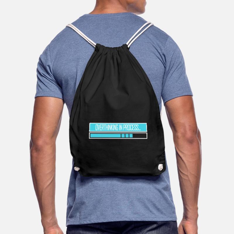 Overthinking In Process Funny Brooding Saying Logo Drawstring Bag
