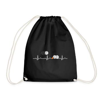 Boule heartbeat Petanque Boule player - Drawstring Bag - black - Front