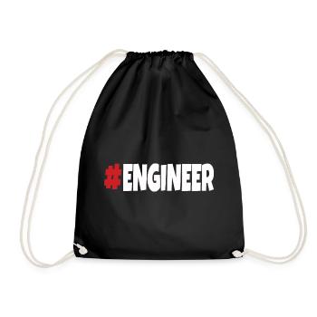 #engineer red&white - Drawstring Bag - black - Front