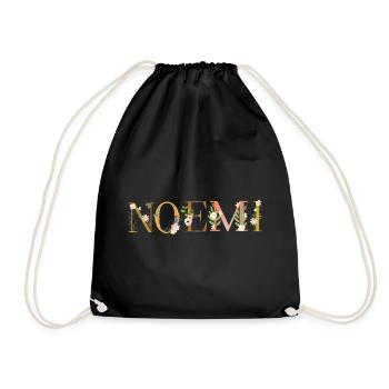 NOEMI name decorated with flowers - Drawstring Bag - black - Front