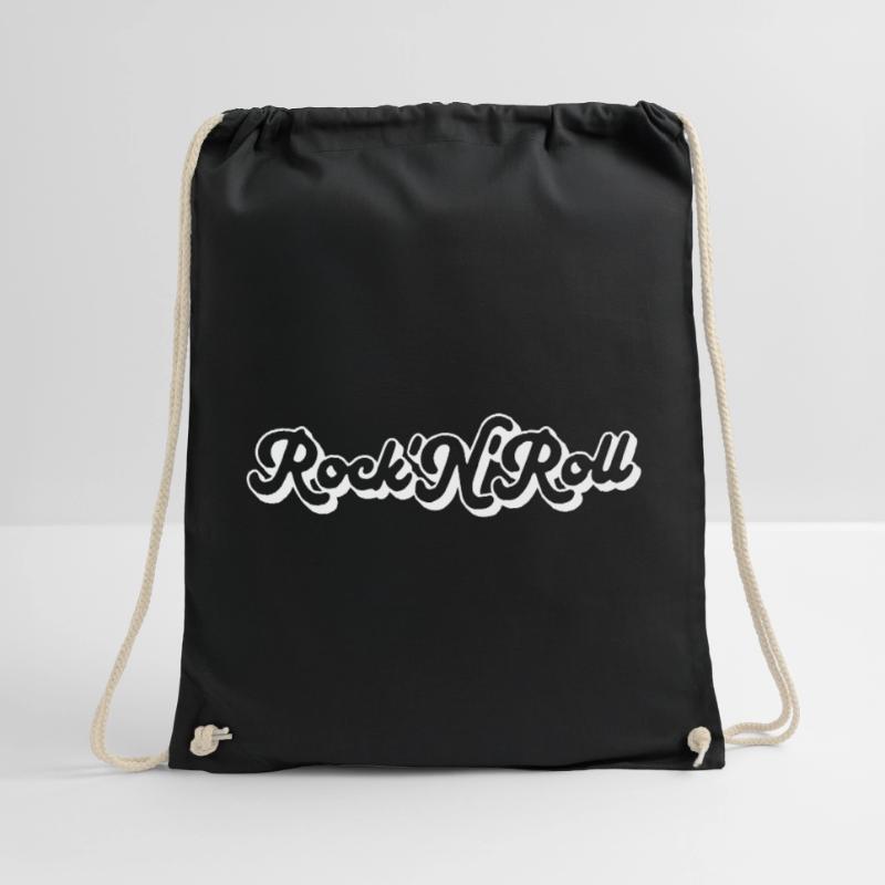 Rock 'N' Roll Script Drawstring Bag