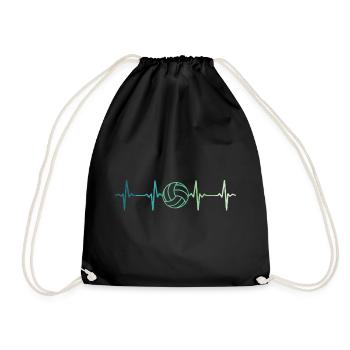Volleyball heartbeat volleyball volleyball player - Drawstring Bag - black - Front