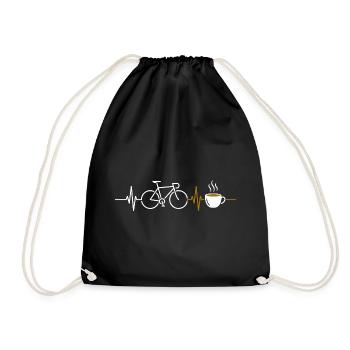 bicycle heartbeat road bike gravel bike coffee - Drawstring Bag - black - Front