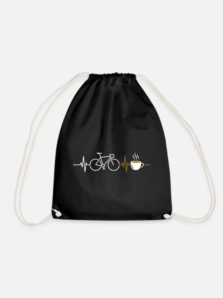 Fahrrad herzschlag rennrad gravelbike kaffee - Turnbeutel - Schwarz