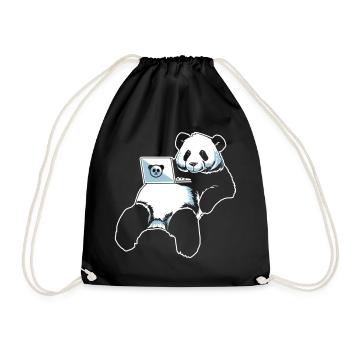 it shirt programmer panda - Drawstring Bag - black - Front