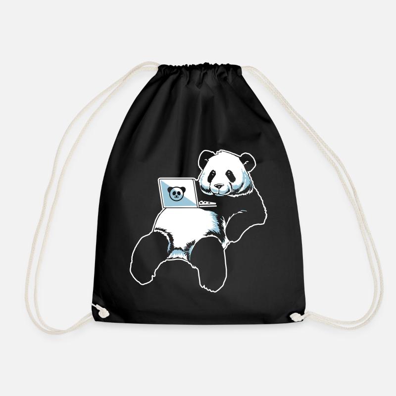 it shirt programmer panda - Drawstring Bag - black