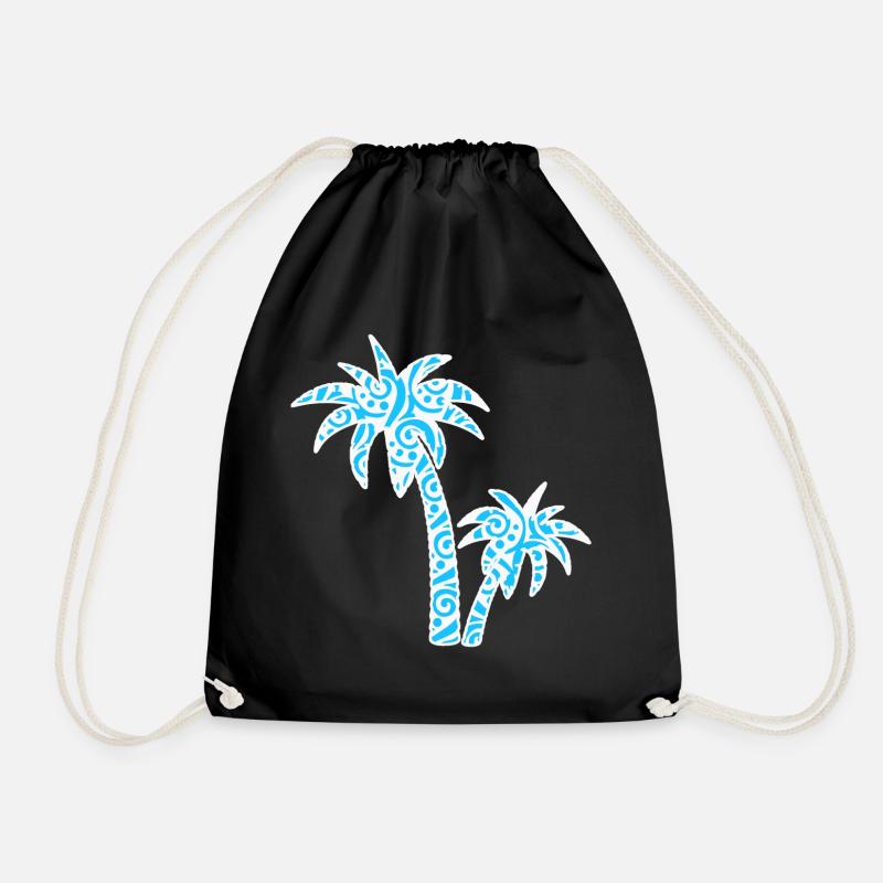 Tropic Wave Abstract Palm Design - Drawstring Bag - black