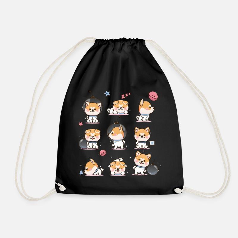 Shiba Inu - Drawstring Bag - black