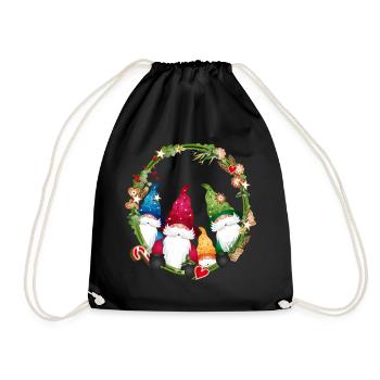 little elf family in a Christmas frame - Drawstring Bag - black - Front