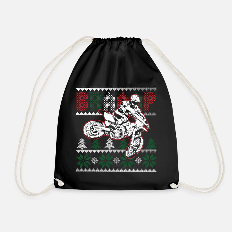 Motorrad hässliche Braap Motocross Weihnachtsgeschenk - Turnbeutel - Schwarz