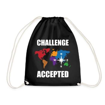 World travel world map - Drawstring Bag - black - Front