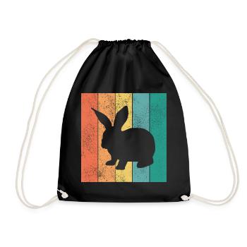 Rabbit Retro Rabbit Easter Gift - Drawstring Bag - black - Front