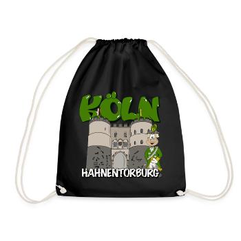 Köln Karneval Hahnentorburg grün gelb Funke Shirt - Turnbeutel - Schwarz - Vorne