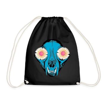 Dark Tier Hund Schädel Skull Fantasy Grufti Gothic - Turnbeutel - Schwarz - Vorne