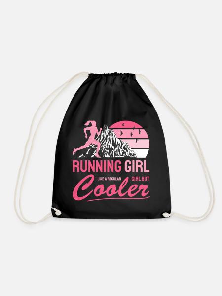 Running Girl Trail Runner Cross Country Woman - Turnbeutel - Schwarz