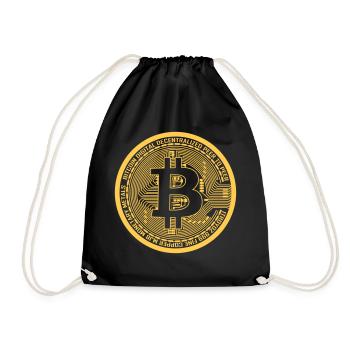 A Bitcoin - Turnbeutel - Schwarz - Vorne