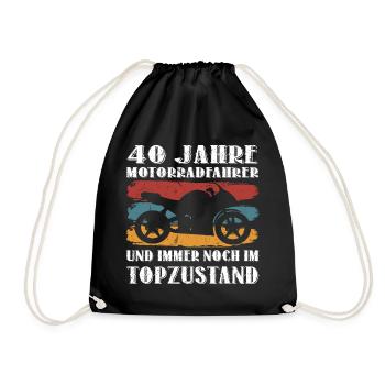 Motorrad 40 Geburtstag Motorräder Biker 40 Jahre - Turnbeutel - Schwarz - Vorne