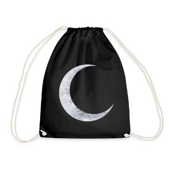 delicate shimmering silver moon - Drawstring Bag - black - Front