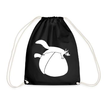 L'écureuil contre le gland (blanc) - Sac de sport léger - noir - Devant