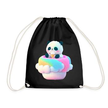 Panda coton candy barbe a papa anime kawaii Japon - Sac de sport léger - noir - Devant