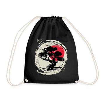 Bonsai Art Japanese Sunset - Drawstring Bag - black - Front