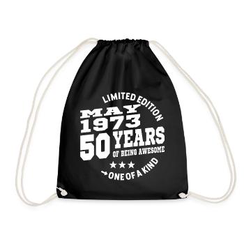 50 years old - birthday may 1973 - Drawstring Bag - black - Front